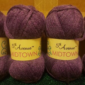 NEW 2X 5th Avenue Midtown sparkly fashion yarn BUNDLE PURPLE @1.75OZ/50G/131YDS